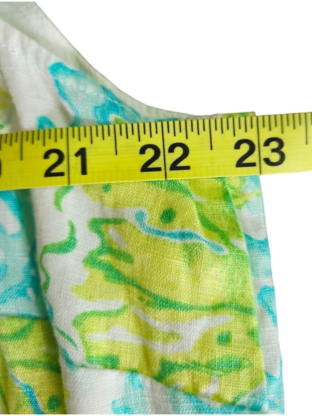 J. Jill Love Linen Sleeveless V-Neck Dress XL Petite Green Aqua Sea Turtle Print - Picture 10 of 13